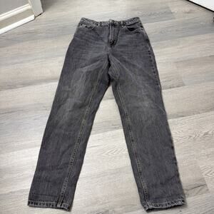 TOPSHOP Mom Jeans Black Wash High Waisted Denim Women's Size 28 90s EUC Straight